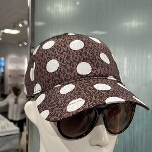 Michael Kors Women's Baseball Cap Hat Adjustable OS Chocolate BROWN DOTS
NWT